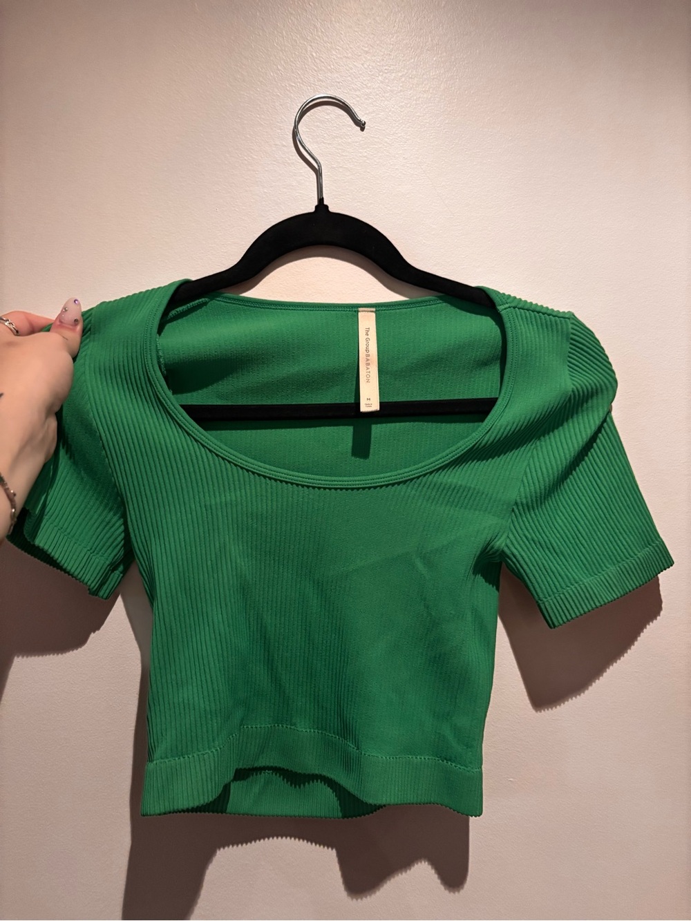 Babaton Kelly Green Ribbed Scoop Crop Top